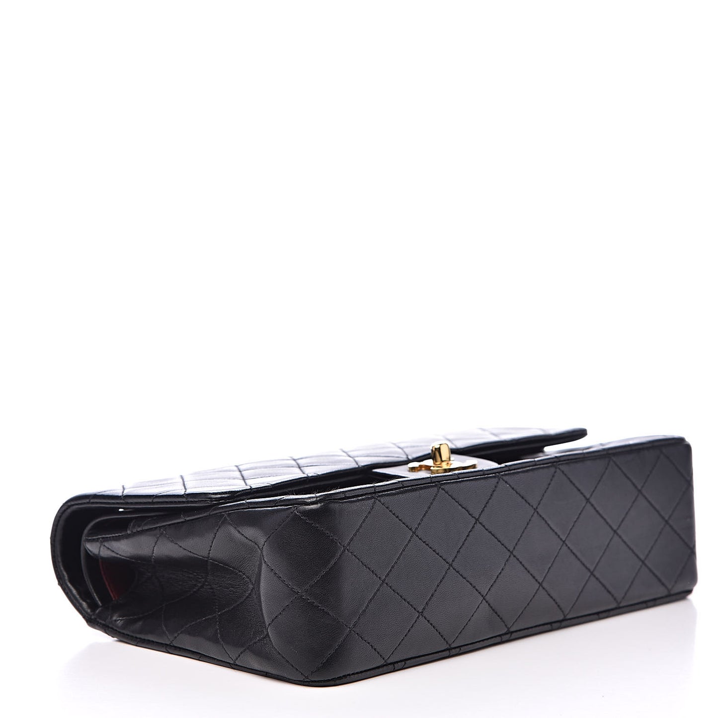 Lambskin Quilted Medium Double Flap Black