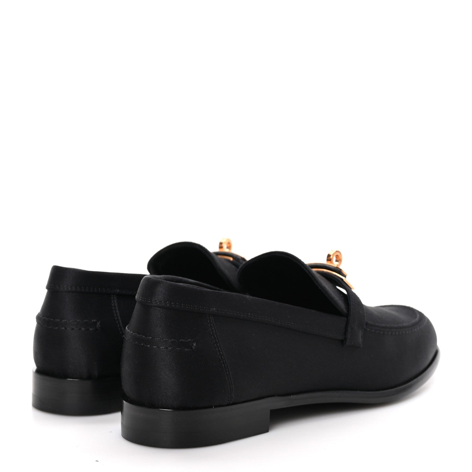 Hermes Satin Womens Destin Loafers 38 Black 4 of 9