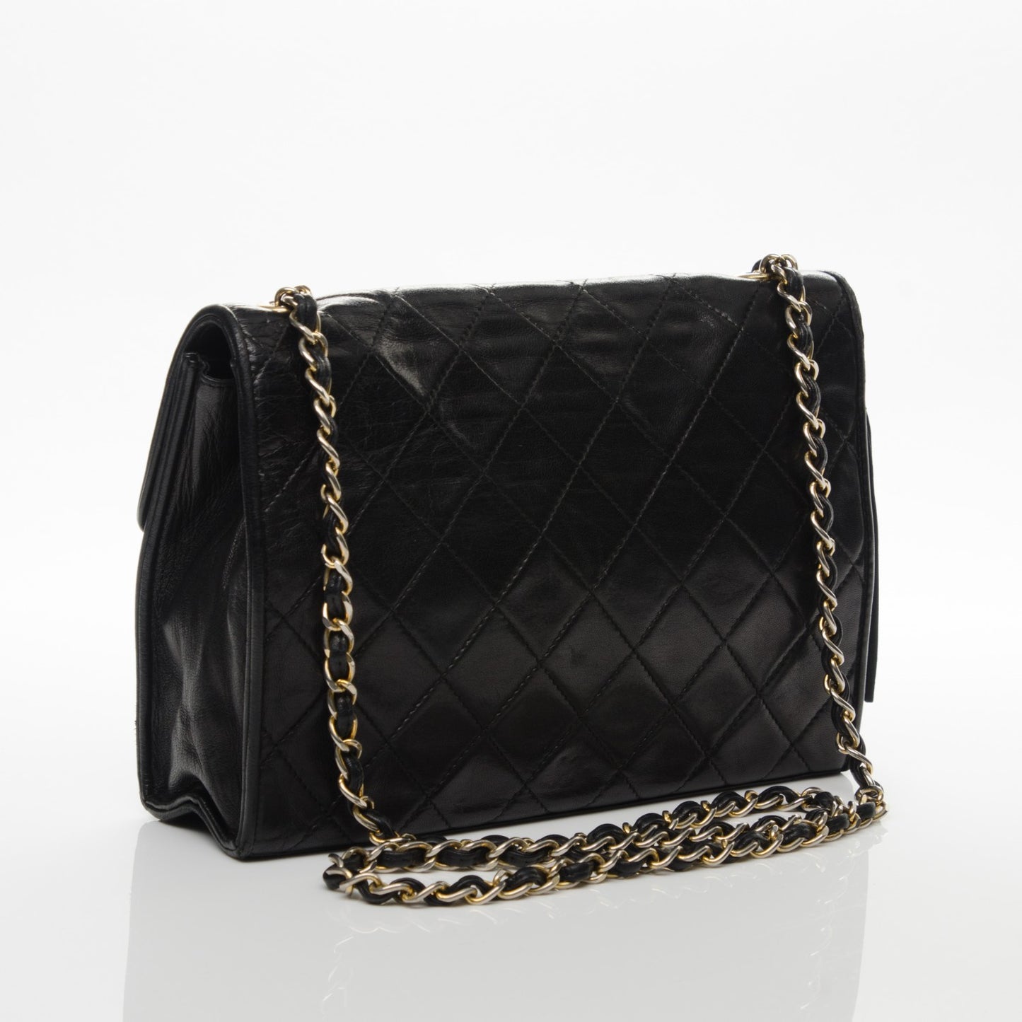 Lambskin Quilted CC Tassel Shoulder Flap Bag Black