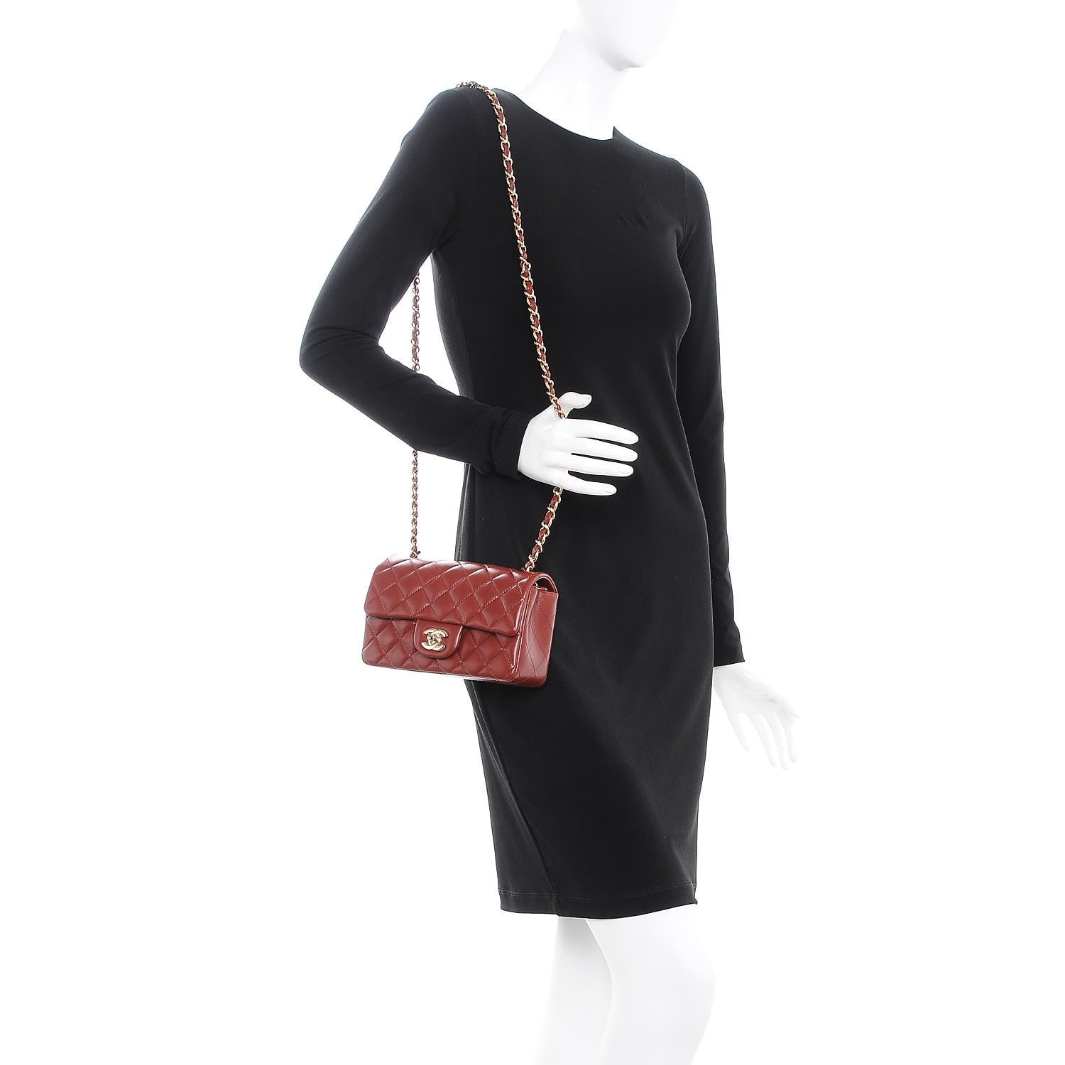 Chanel Lambskin Quilted Mini Rectangular Flap Red 2 of 8