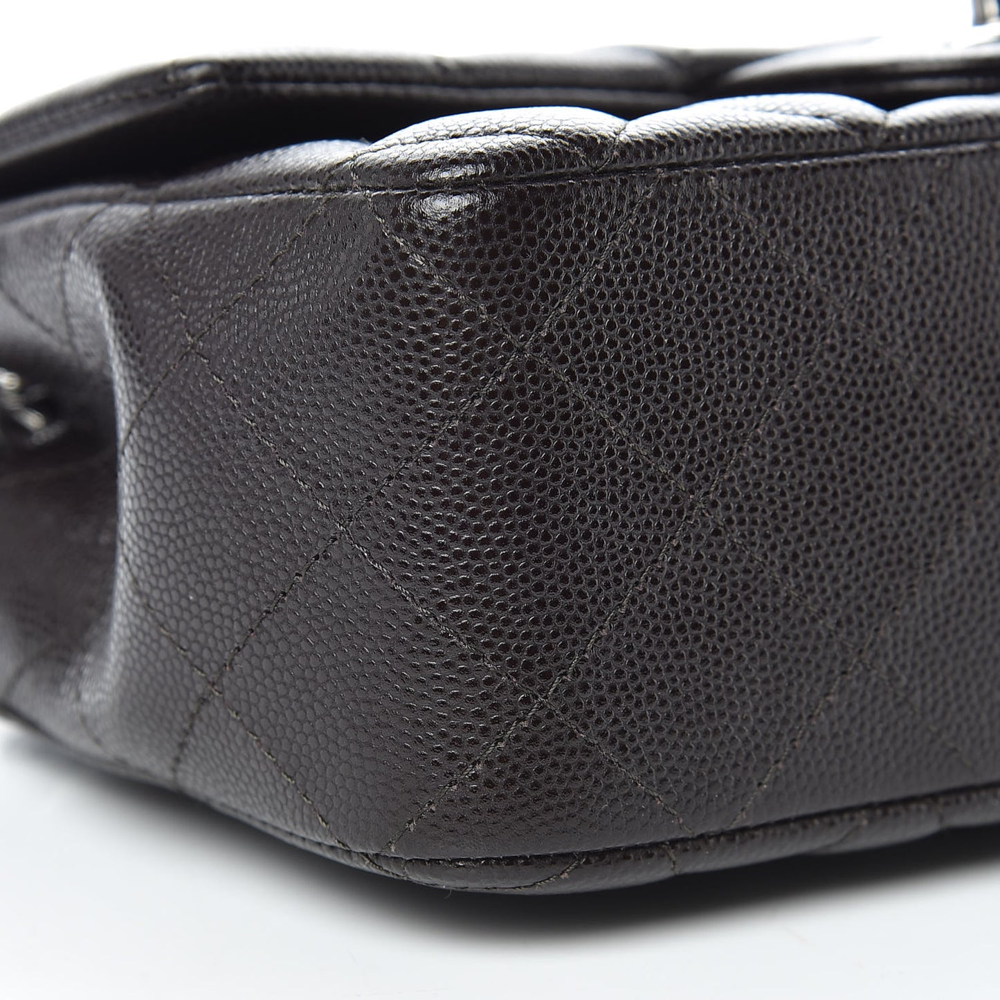 Caviar Quilted Mini Rectangular Flap Dark Brown