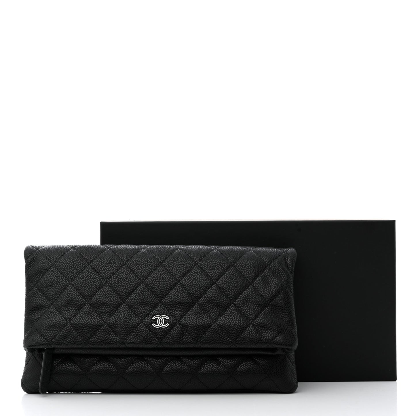Caviar Quilted CC Beauty Clutch Black