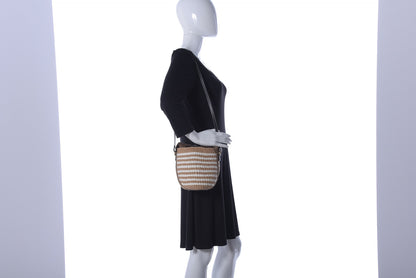 Chloe Raffia Calfskin Small Woody Striped Basket Bag Brown 2 of 14