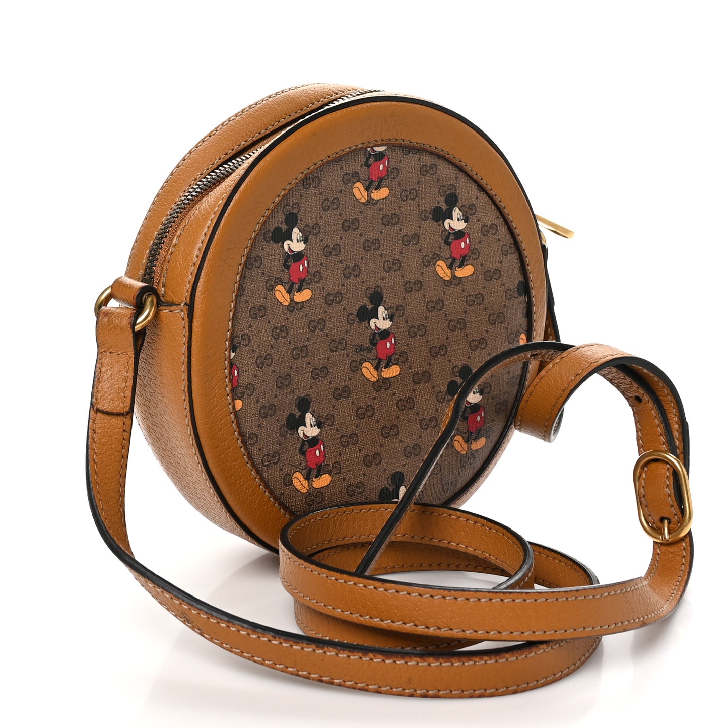 X DISNEY Mini Vintage GG Supreme Monogram Mickey Mouse Round Shoulder Bag Beige Vintage Sun Oil
