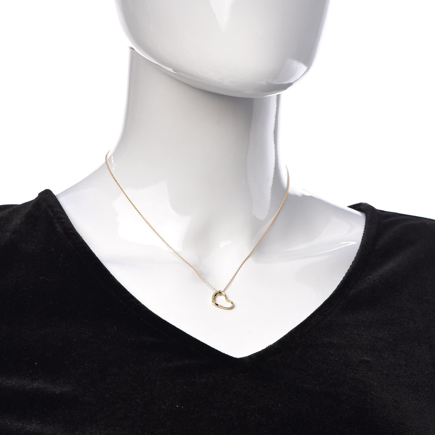 18K Yellow Gold 14mm Elsa Peretti Open Heart Pendant Necklace