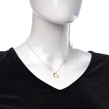 Tiffany 18K Yellow Gold 14mm Elsa Peretti Open Heart Pendant Necklace 2 of 7