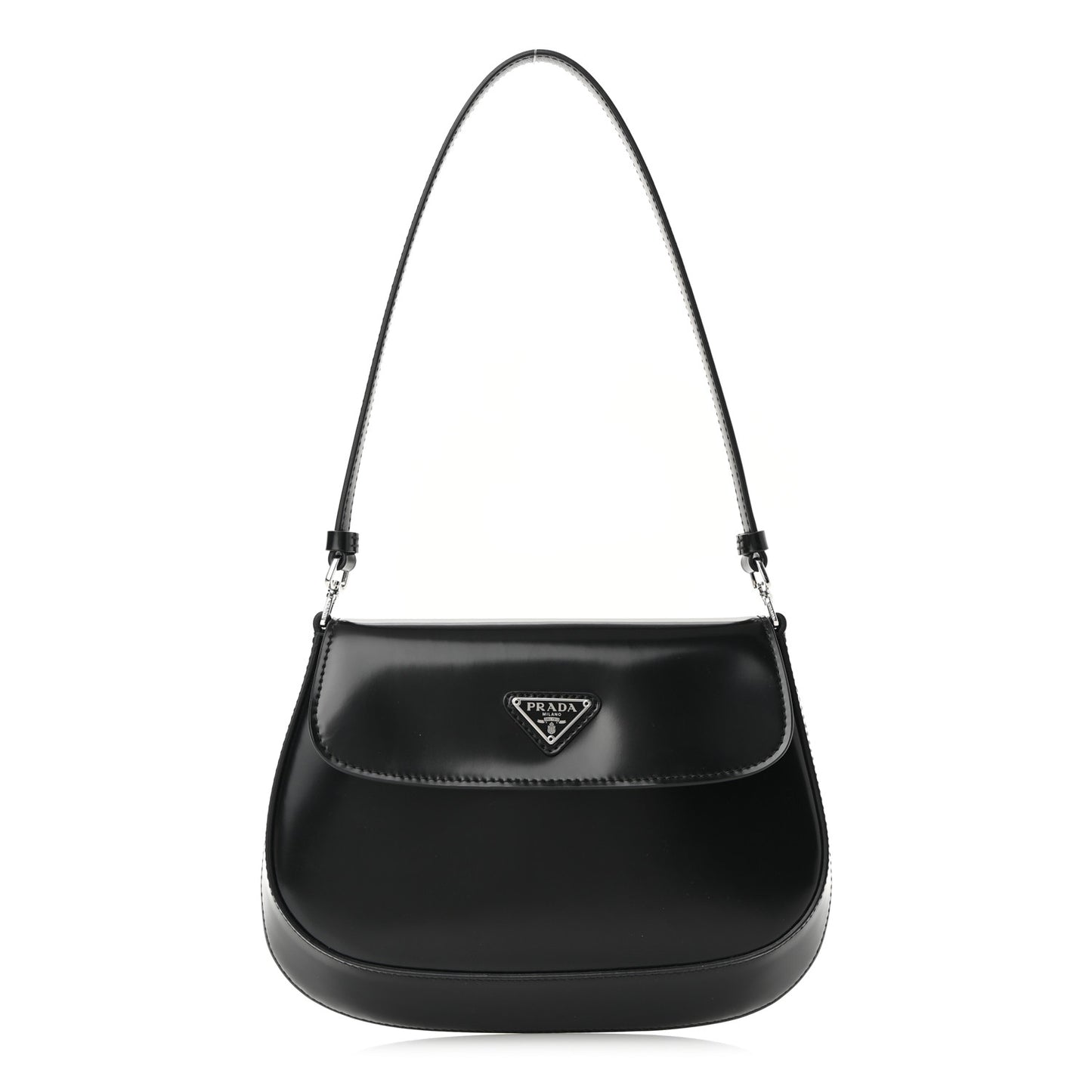 Spazzolato Cleo Flap Shoulder Bag Black