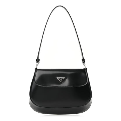 Prada Spazzolato Cleo Flap Shoulder Bag Black 1 of 9