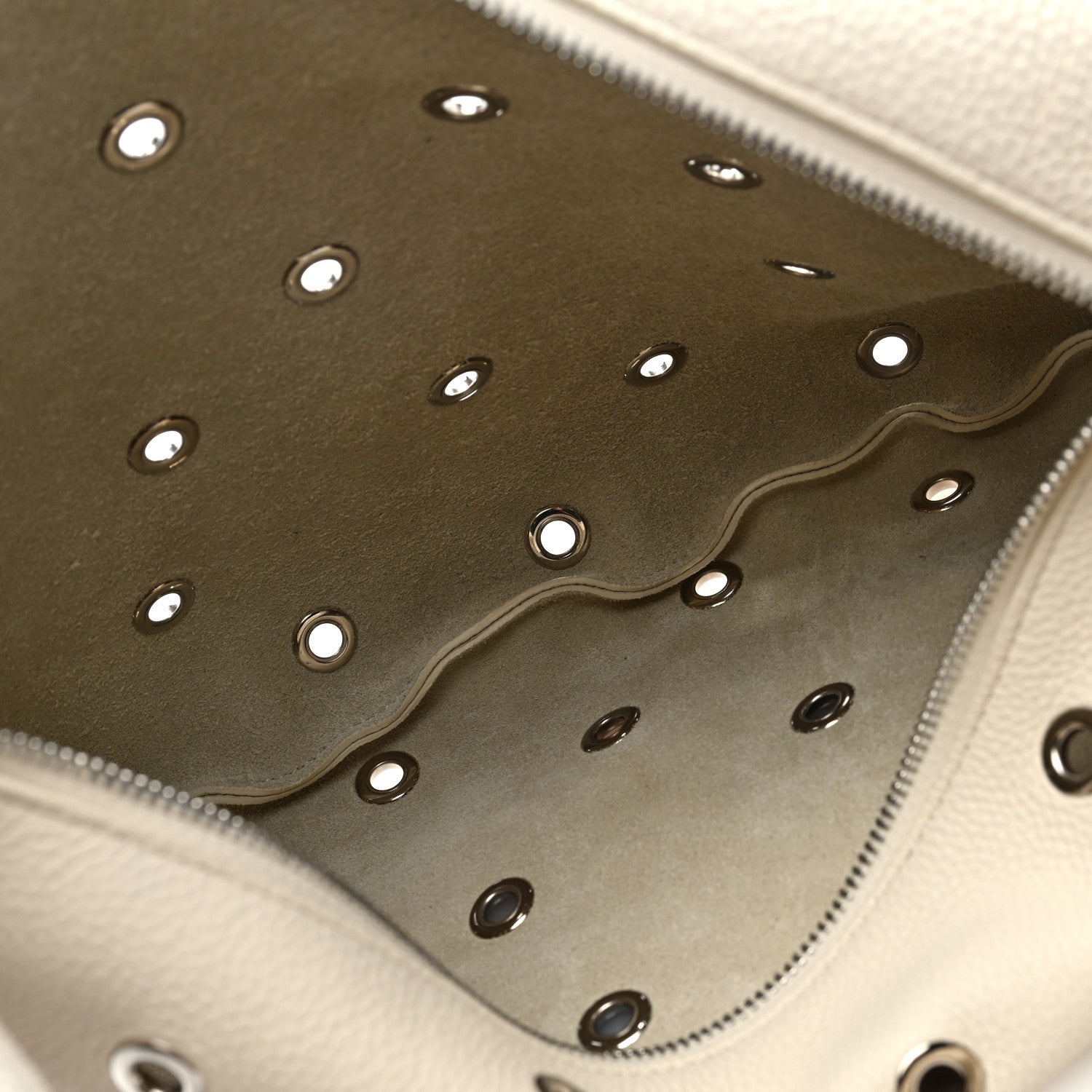 Khaite Pebbled Calfskin Grommet Medium Olivia Hobo Dark Ivory 5 of 9