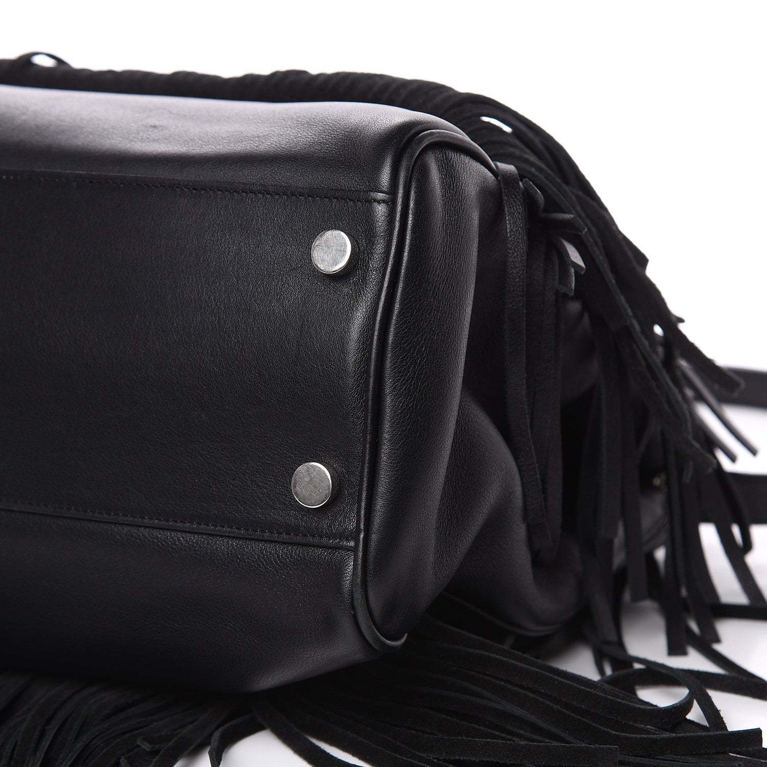 Saint Laurent Calfskin Fringe Medium Trois Clous Tote Black 9 of 12