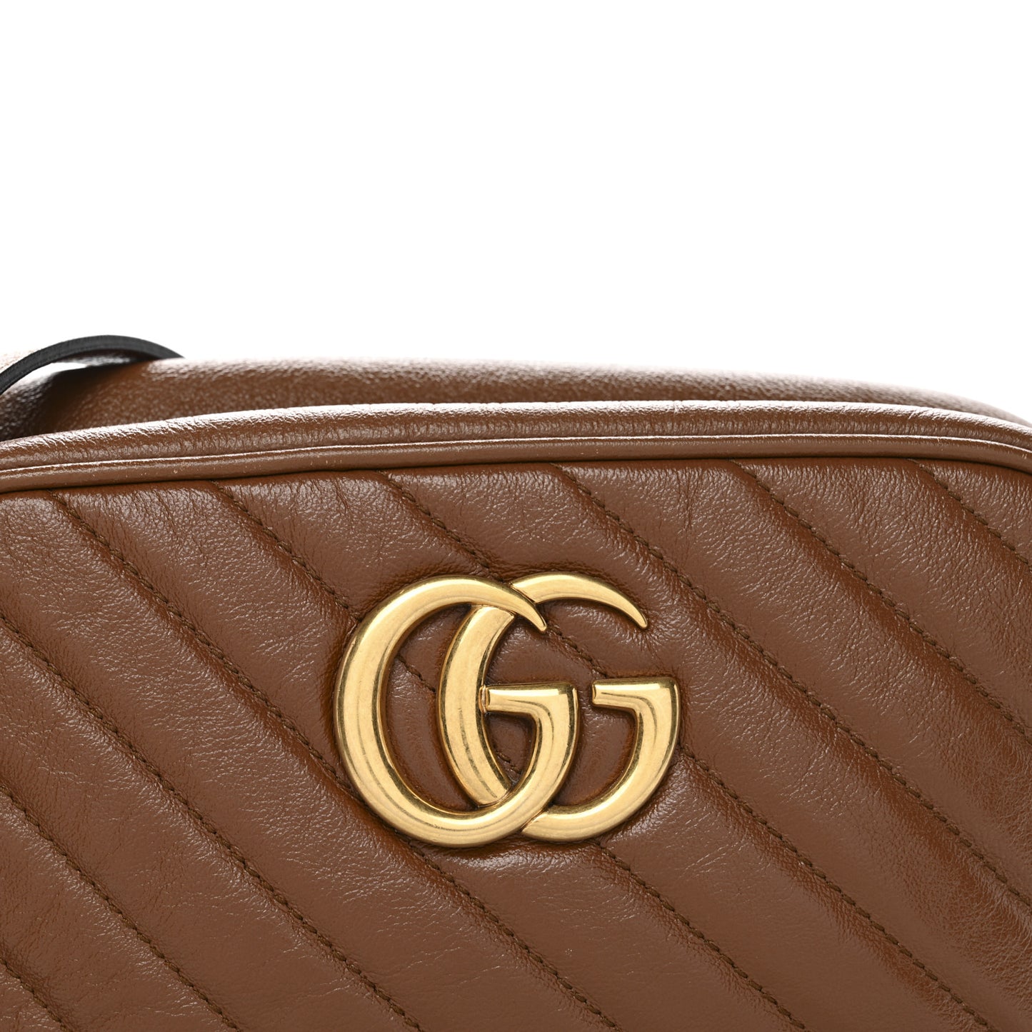 Glazed Calfskin Matelasse Diagonal Small GG Marmont Chain Shoulder Bag Cuir