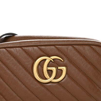 Gucci Glazed Calfskin Matelasse Diagonal Small GG Marmont Chain Shoulder Bag Cuir 8 of 10