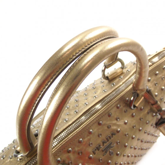 Nappa Antique Leather Studded Tote Platino