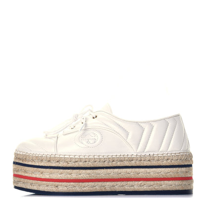 Gucci Nappa Matelasse GG Pilar Flatform Lace-Up Espadrilles 39 Great White 1 of 9
