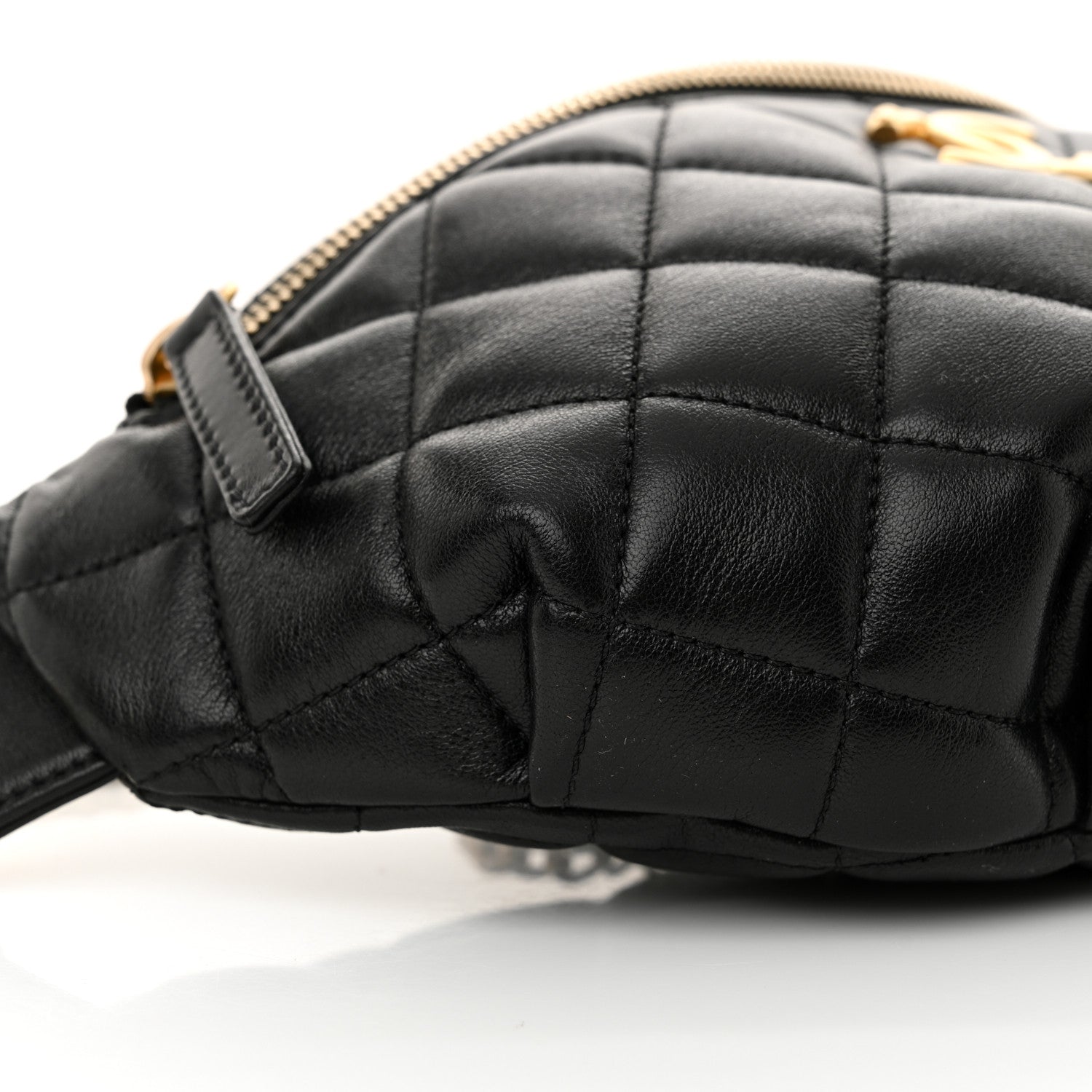 Chanel Shiny Lambskin Quilted Belt Bag Black 9 of 10