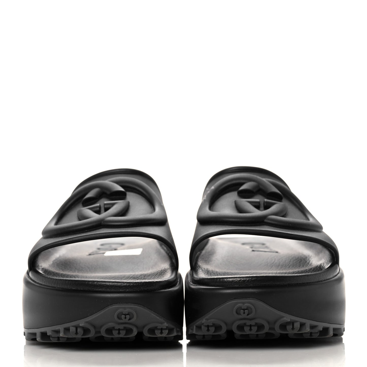 Soft Rubber Womens Interlocking G Platform 42mm Slide Sandals 41 Black
