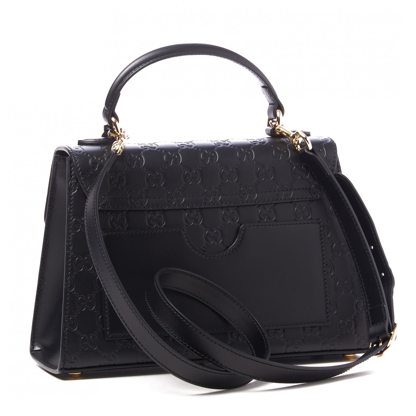 Guccissima Signature Small Padlock Top Handle Bag Black