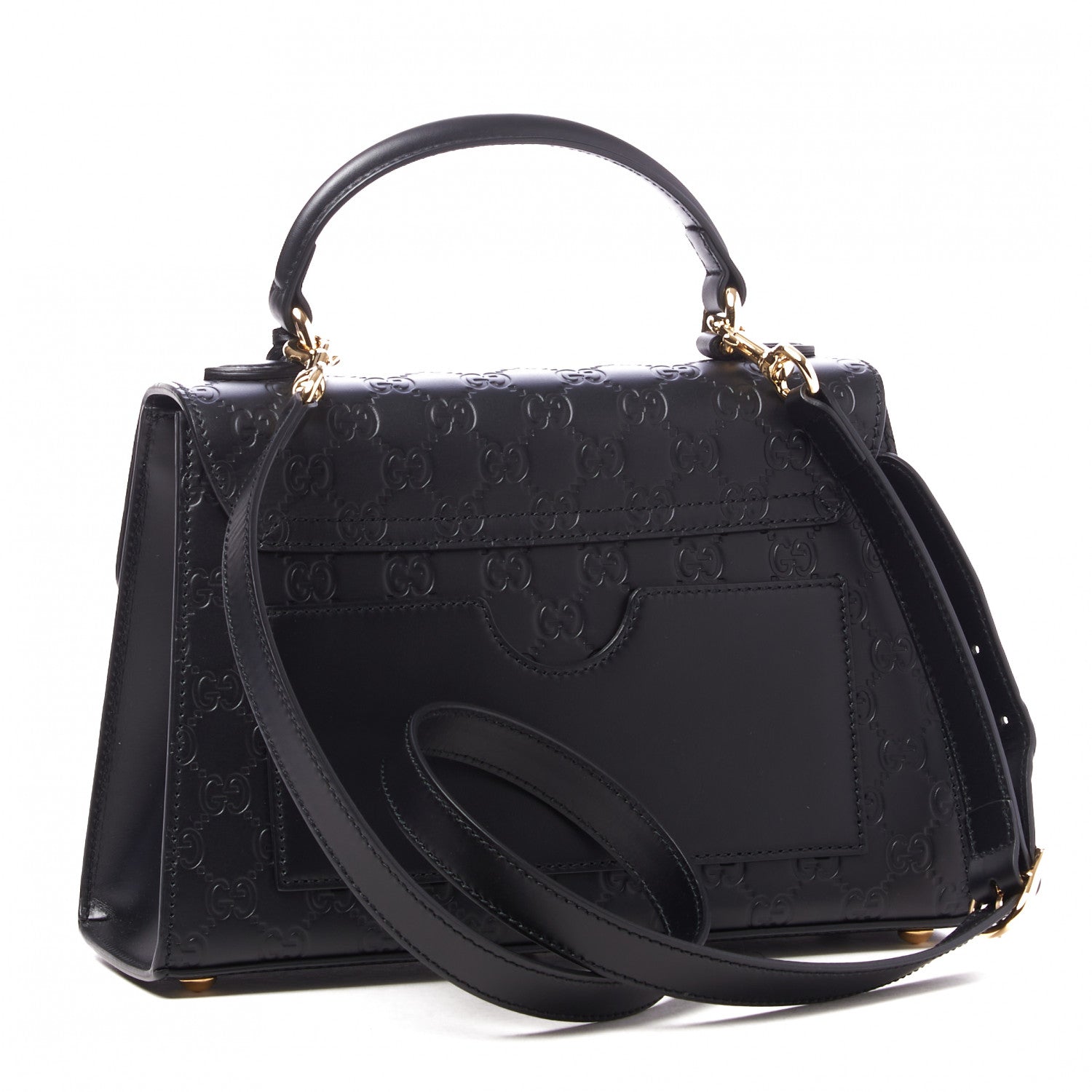 Gucci Guccissima Signature Small Padlock Top Handle Bag Black 2 of 8
