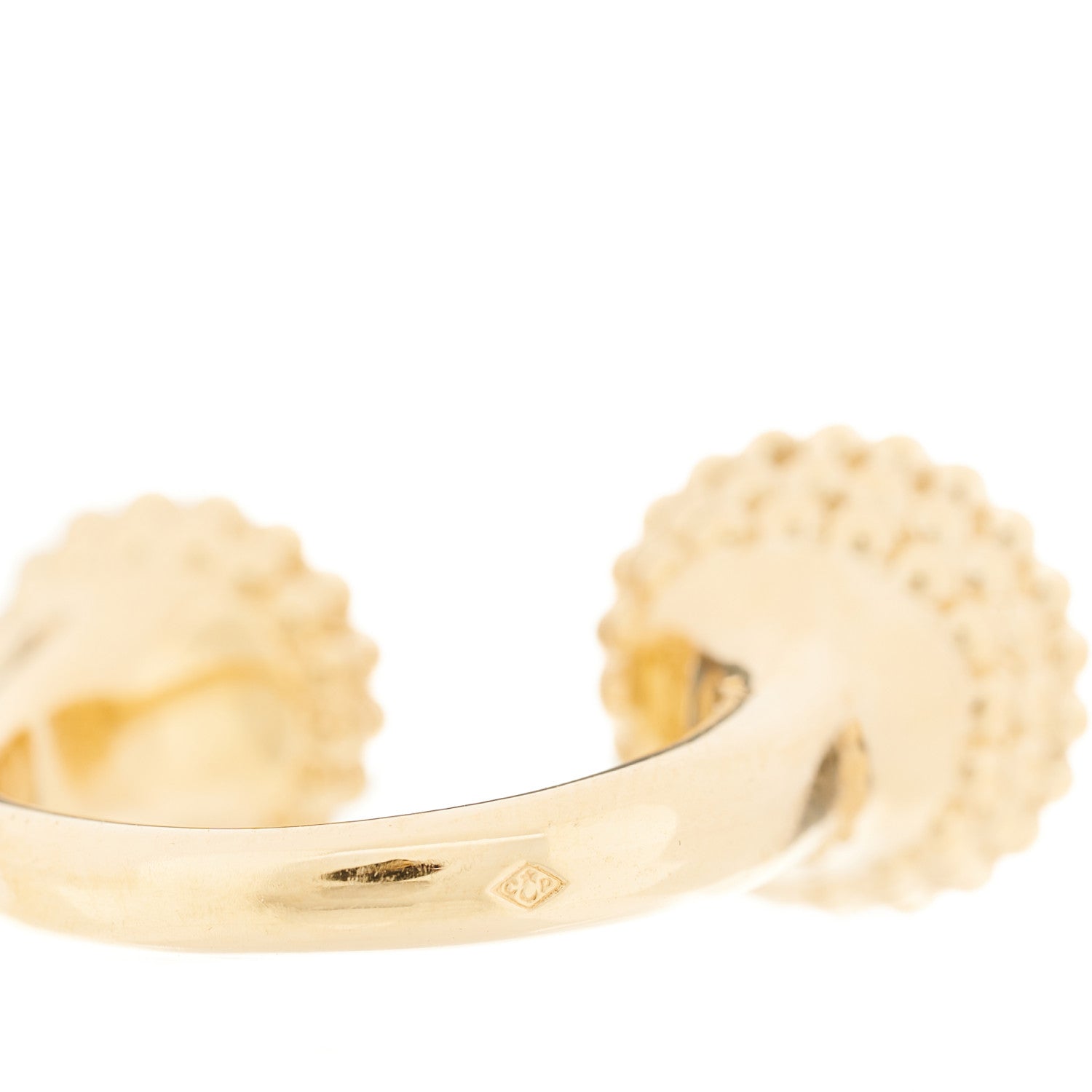 Van Cleef & Arpels 18K Yellow Gold Diamond Malachite Perlee Couleurs Between The Finger Ring 53 6.5 8 of 10