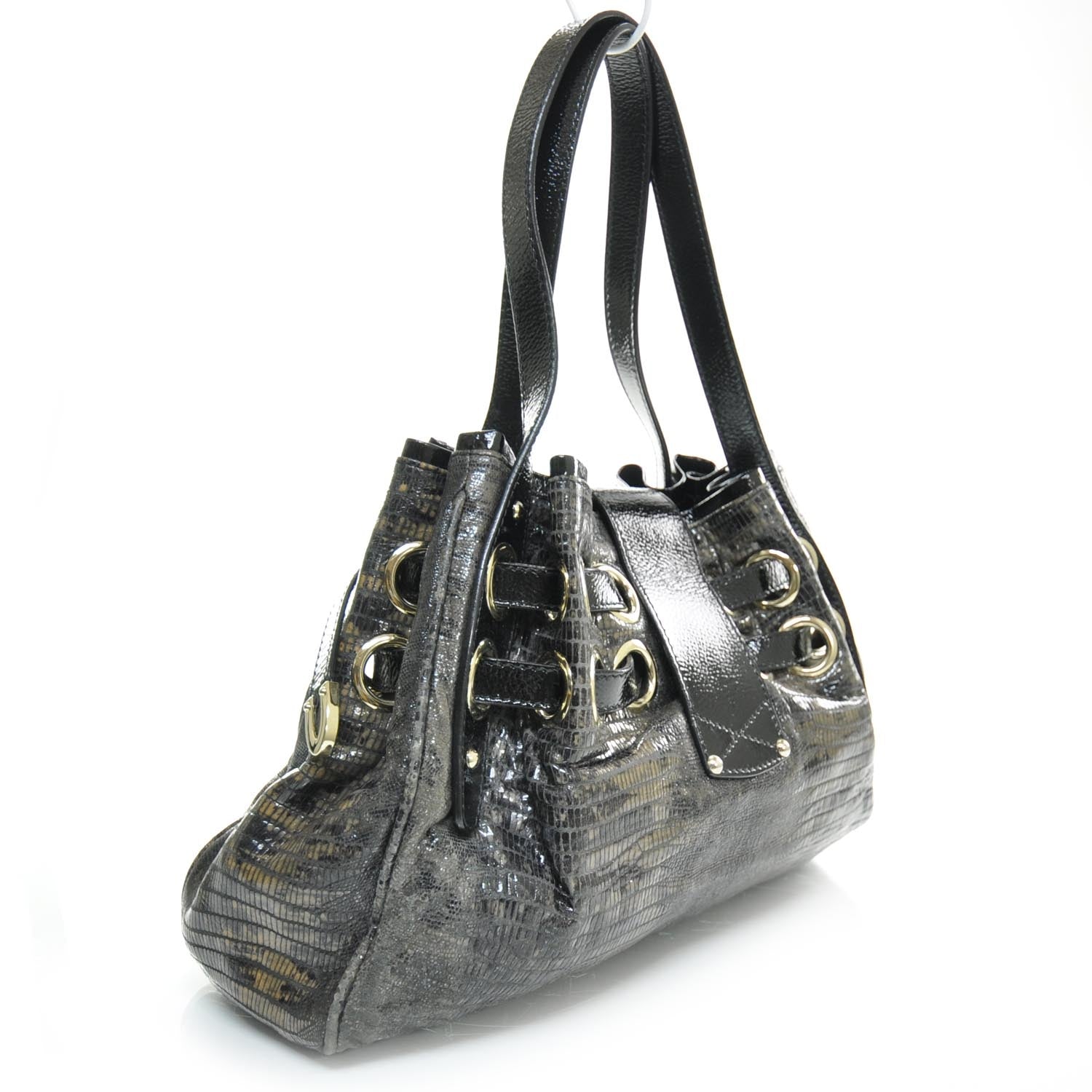 Jimmy Choo Lizard Embossed Leather Riki Bag 2 of 10