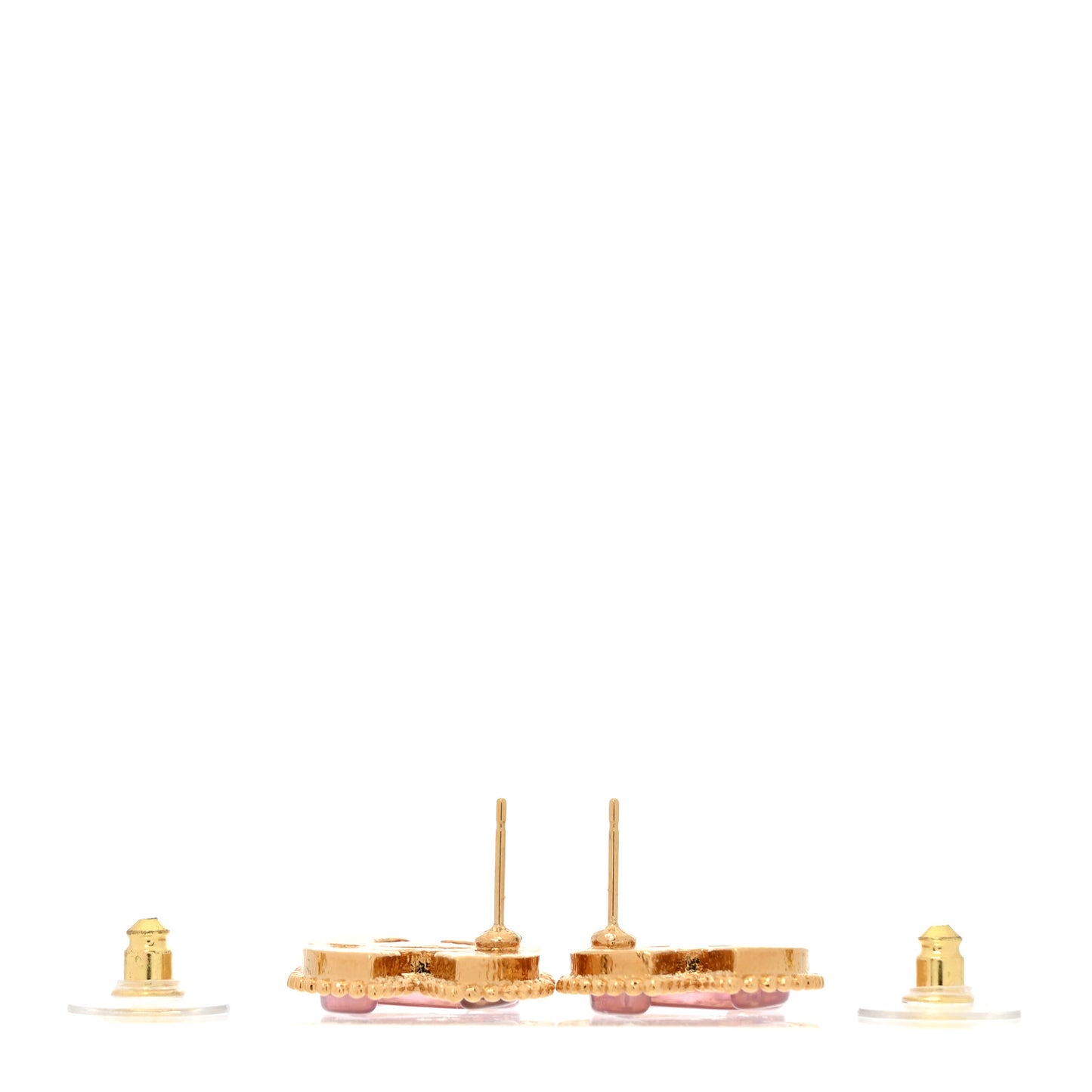 Enamel CC Earrings Gold Pink