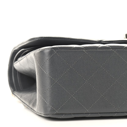 Chanel Caviar Quilted Jumbo Double Flap Dark Grey 8 of 9