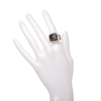 David Yurman Sterling Silver Diamond Smoky Quartz 14mm Albion Ring 52 6 2 of 5