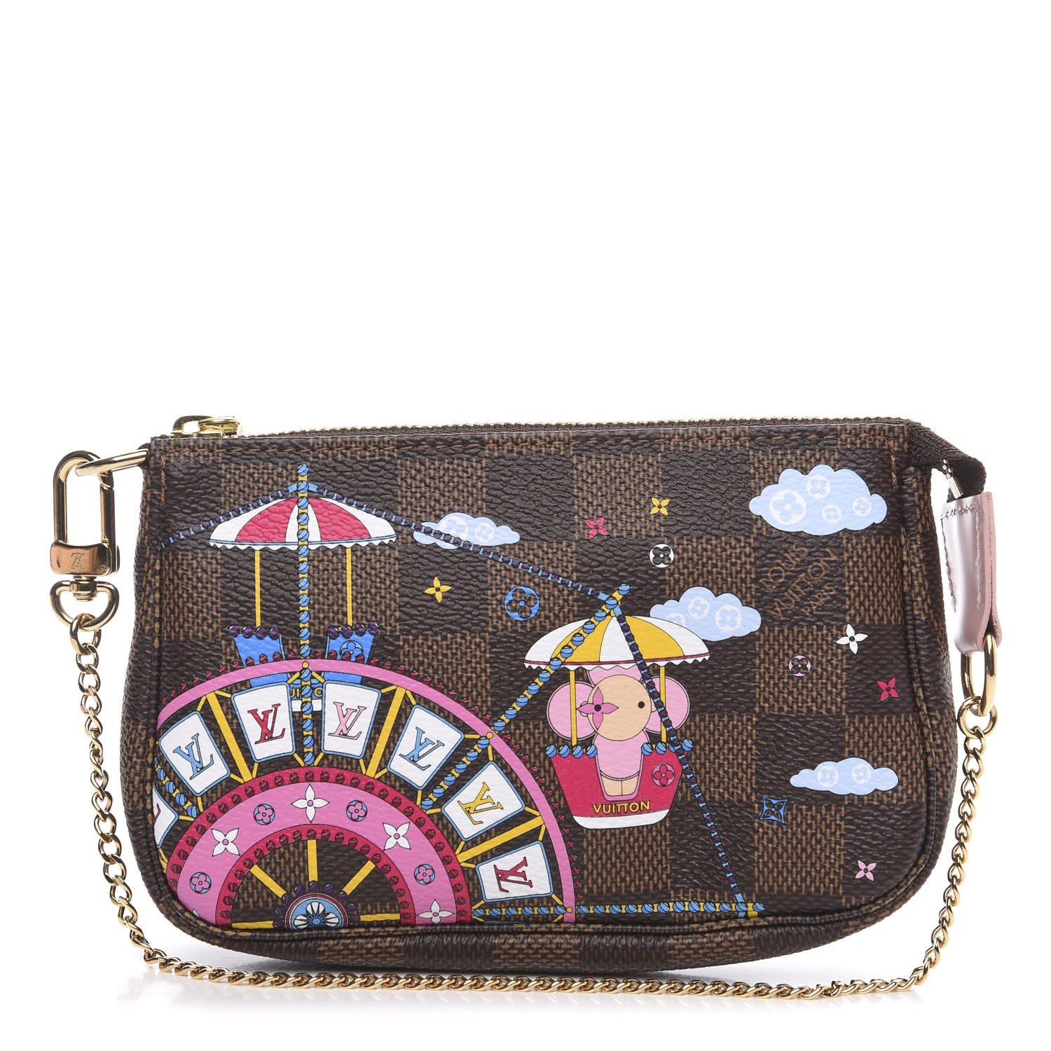 Louis Vuitton Damier Ebene 2020 Christmas Animation Big Wheel Mini Pochette Accessories Rose Ballerine 1 of 7