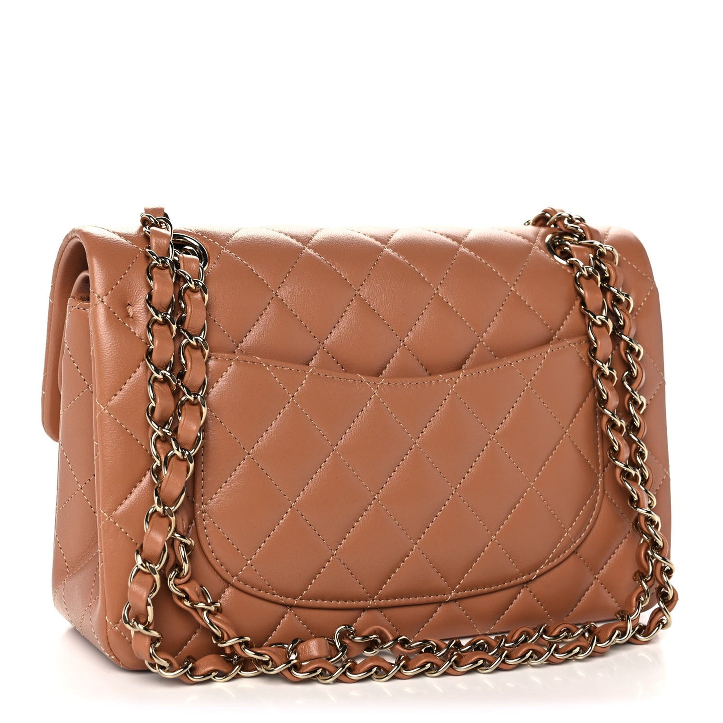 Lambskin Quilted Small Double Flap Brown