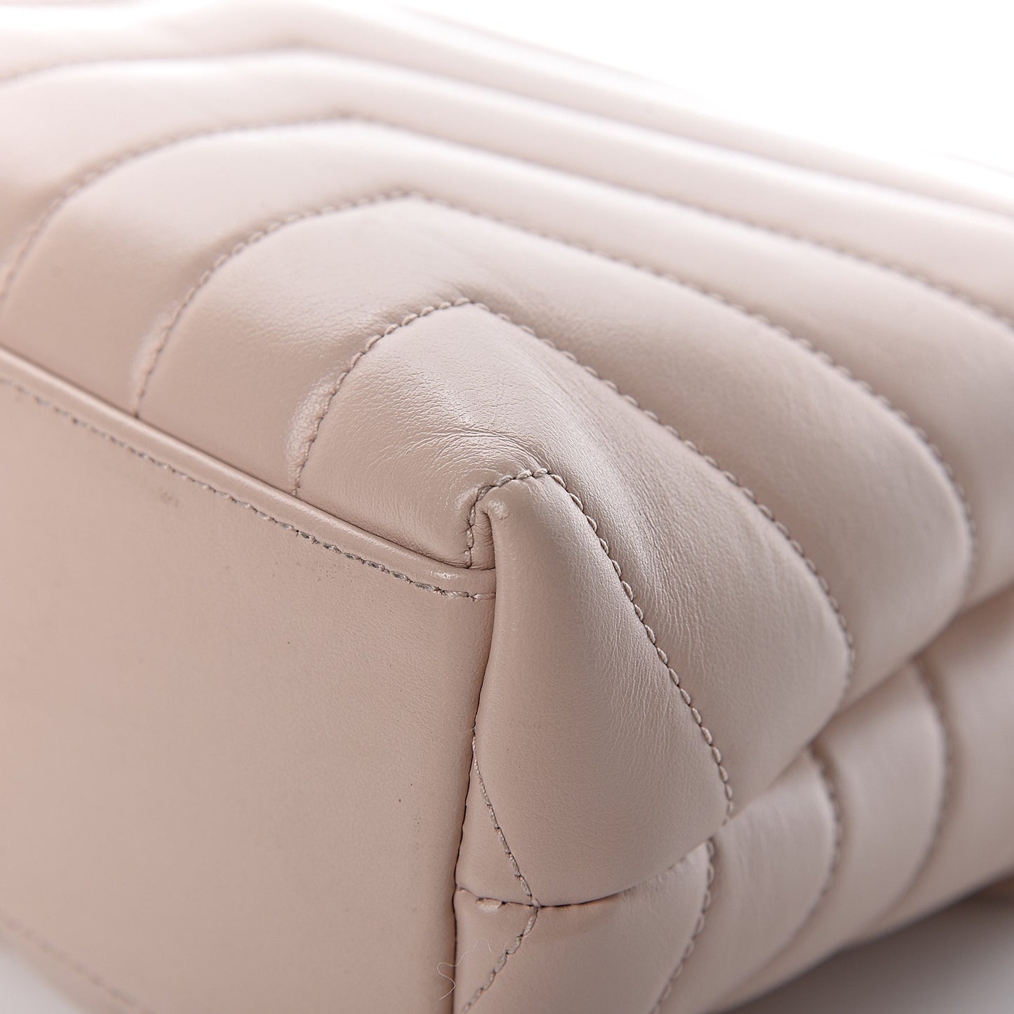 Calfskin Y Quilted Monogram Small Loulou Chain Satchel Nude Powder
