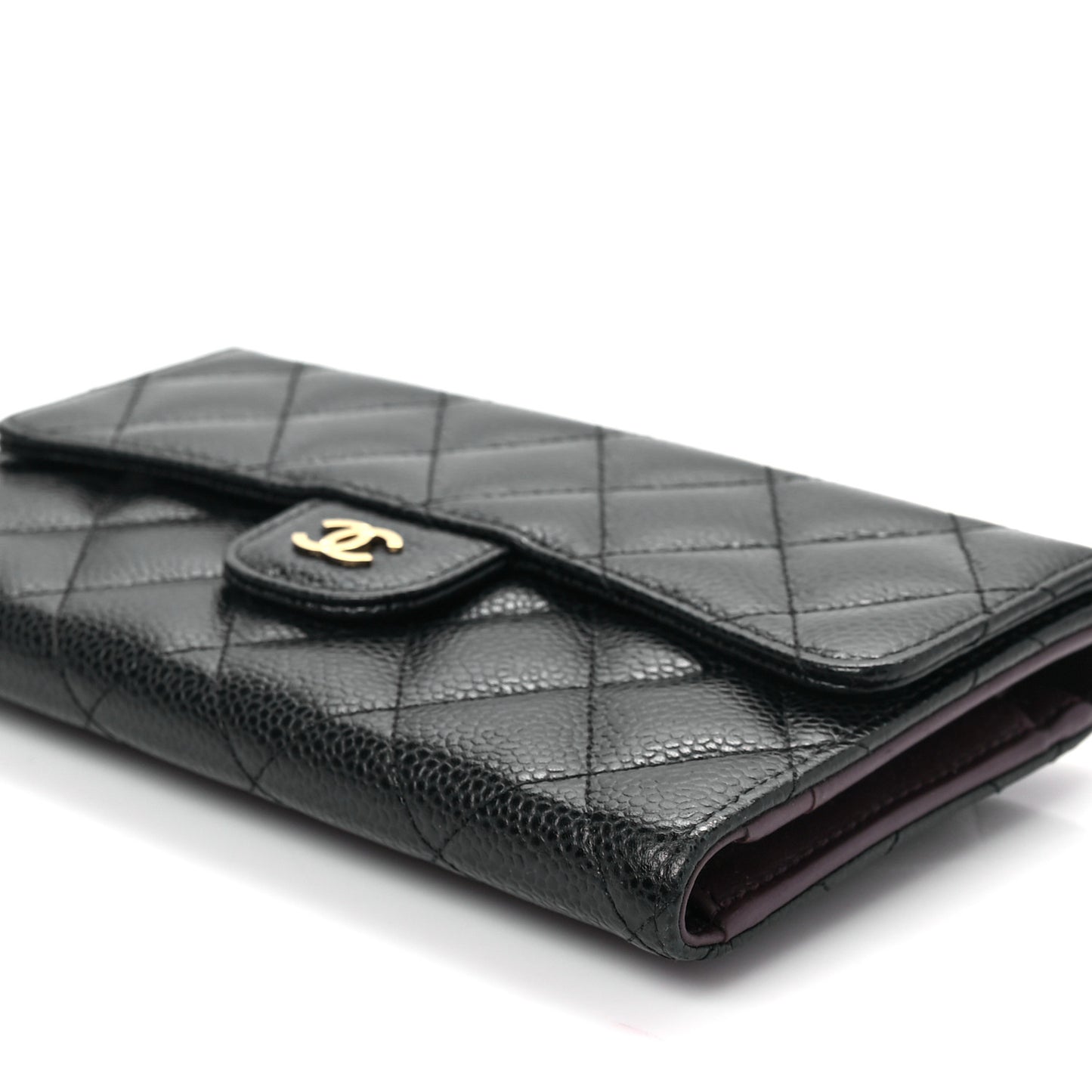 Caviar Quilted Large Flap Wallet Black