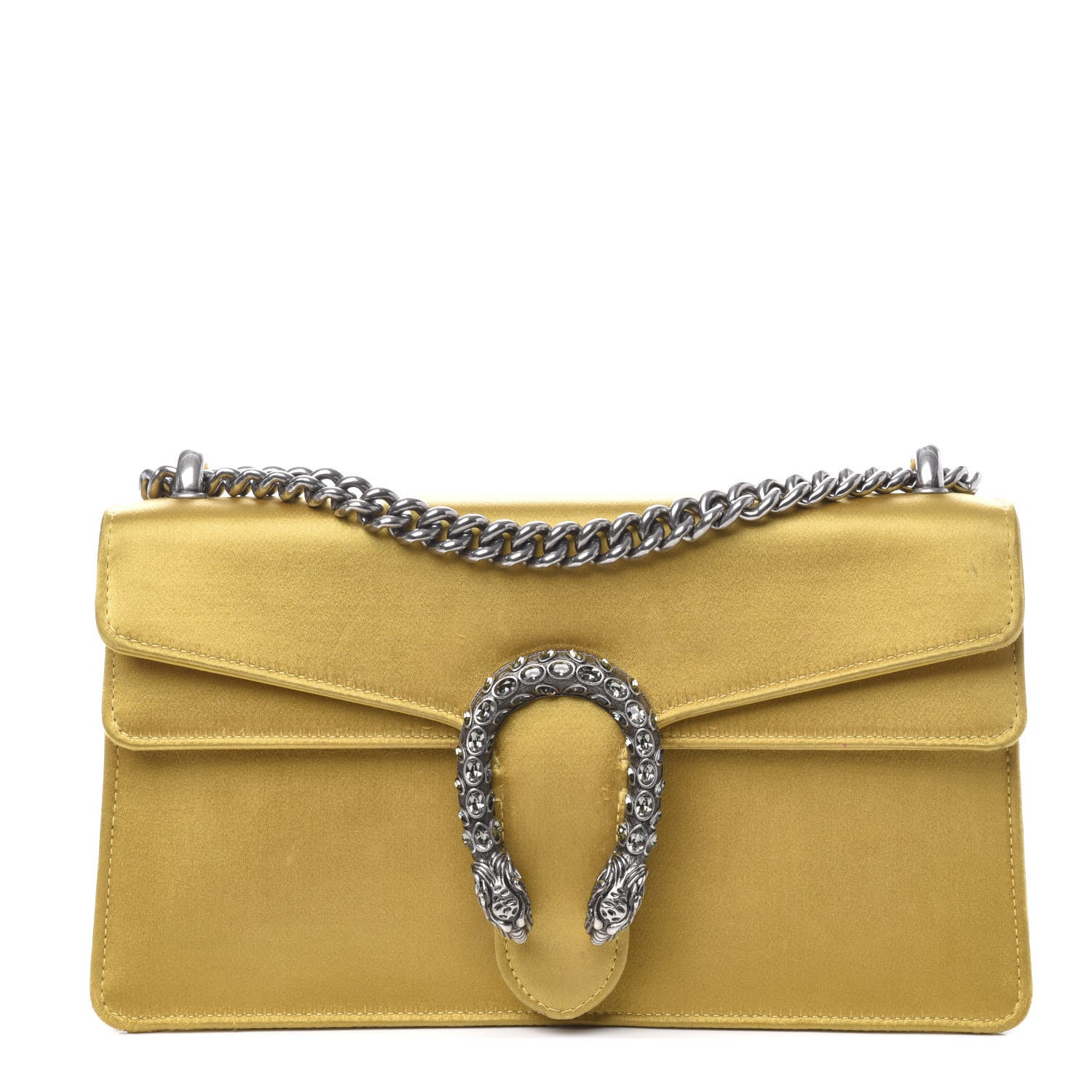Gucci Satin Silk Crystal Small Dionysus Shoulder Bag Gold Black Diamond 1 of 12