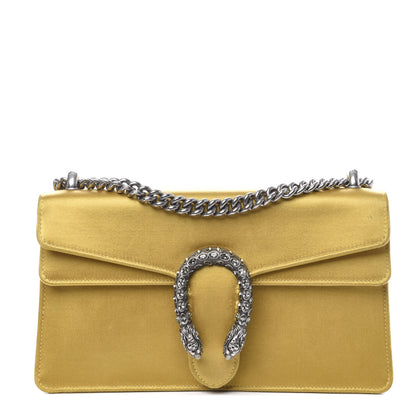 Gucci Satin Silk Crystal Small Dionysus Shoulder Bag Gold Black Diamond 1 of 12