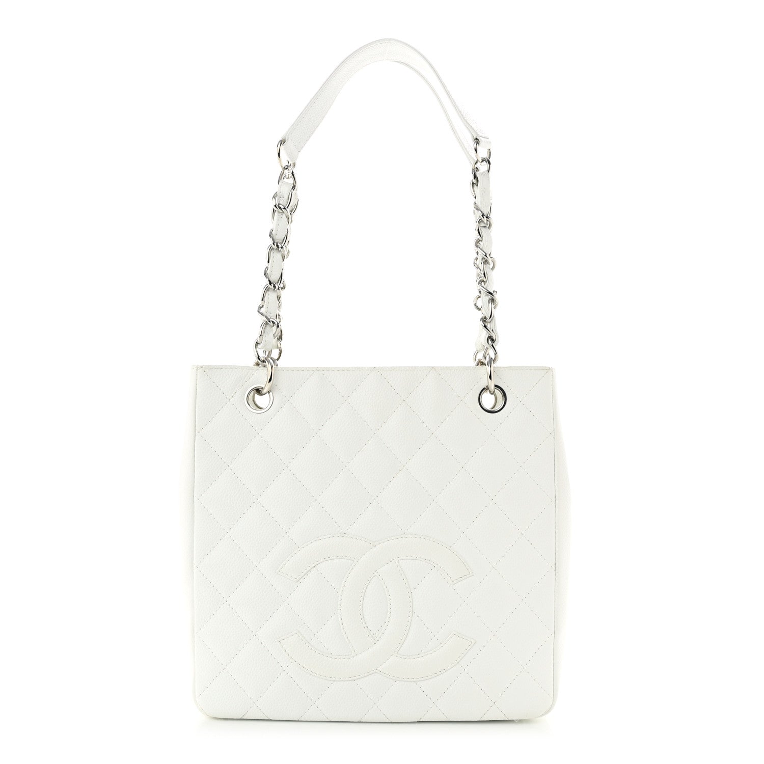 Chanel Caviar Quilted Petit Shopping Tote PST White 1 of 13
