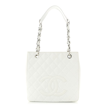 Chanel Caviar Quilted Petit Shopping Tote PST White 1 of 13