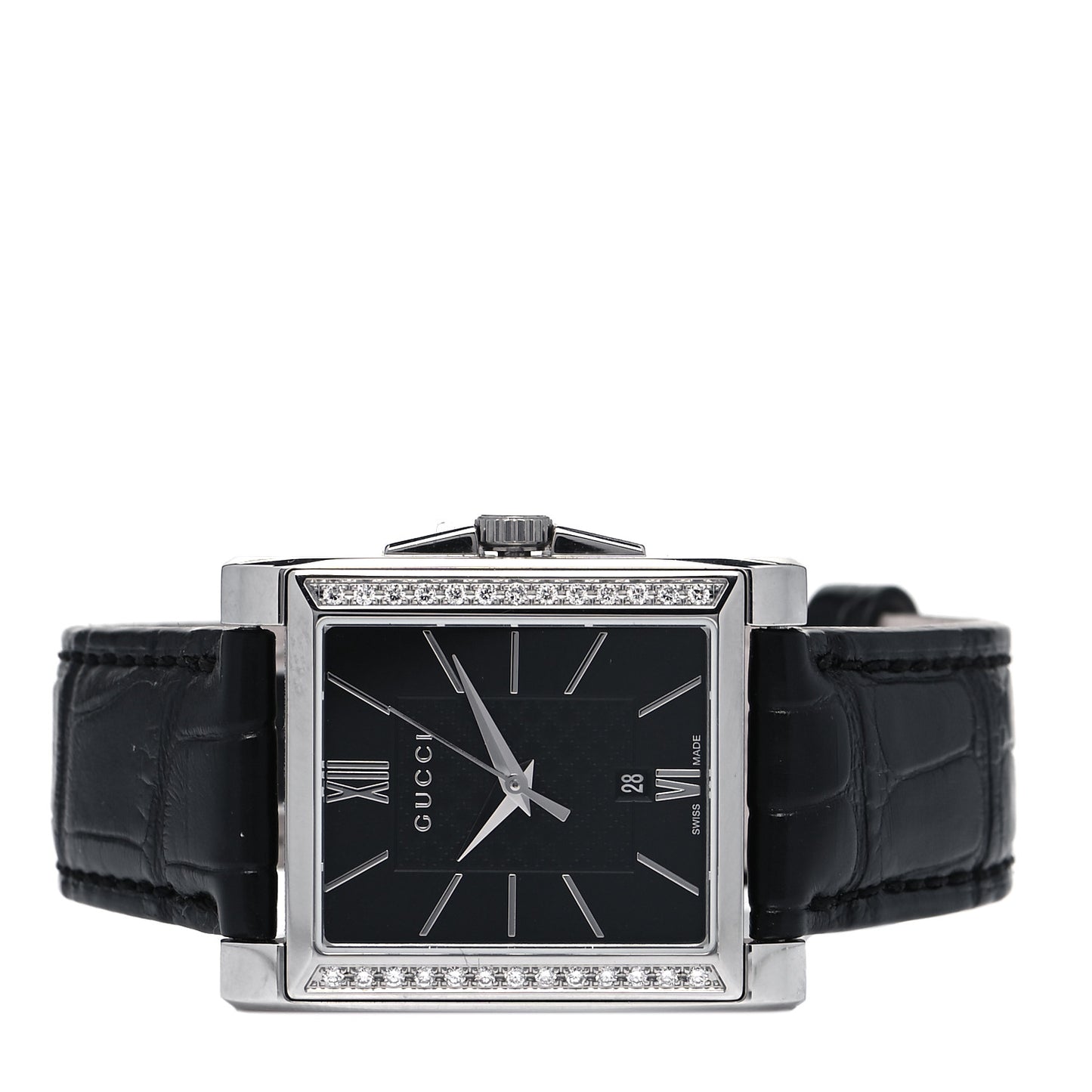 Stainless Steel Calfskin Diamond 26mm G-Timeless Rectangle Quartz Watch Black