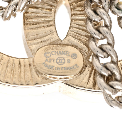 Chanel Crystal Chain CC Earrings Gold 4 of 4