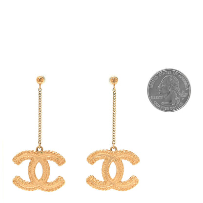 Chanel CC Drop Earrings Matte Gold 2 of 4