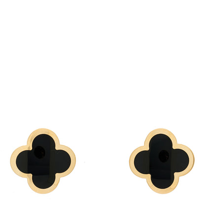 Van Cleef & Arpels 18K Yellow Gold Onyx Pure Alhambra Earrings 1 of 5