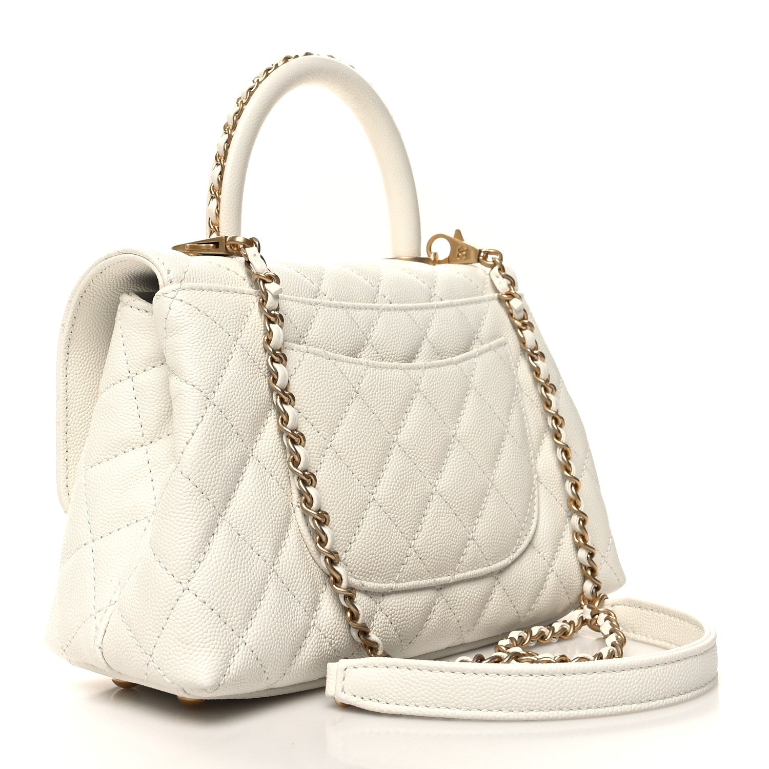 Chanel Caviar Quilted Mini Coco Chain Handle Flap White 3 of 12