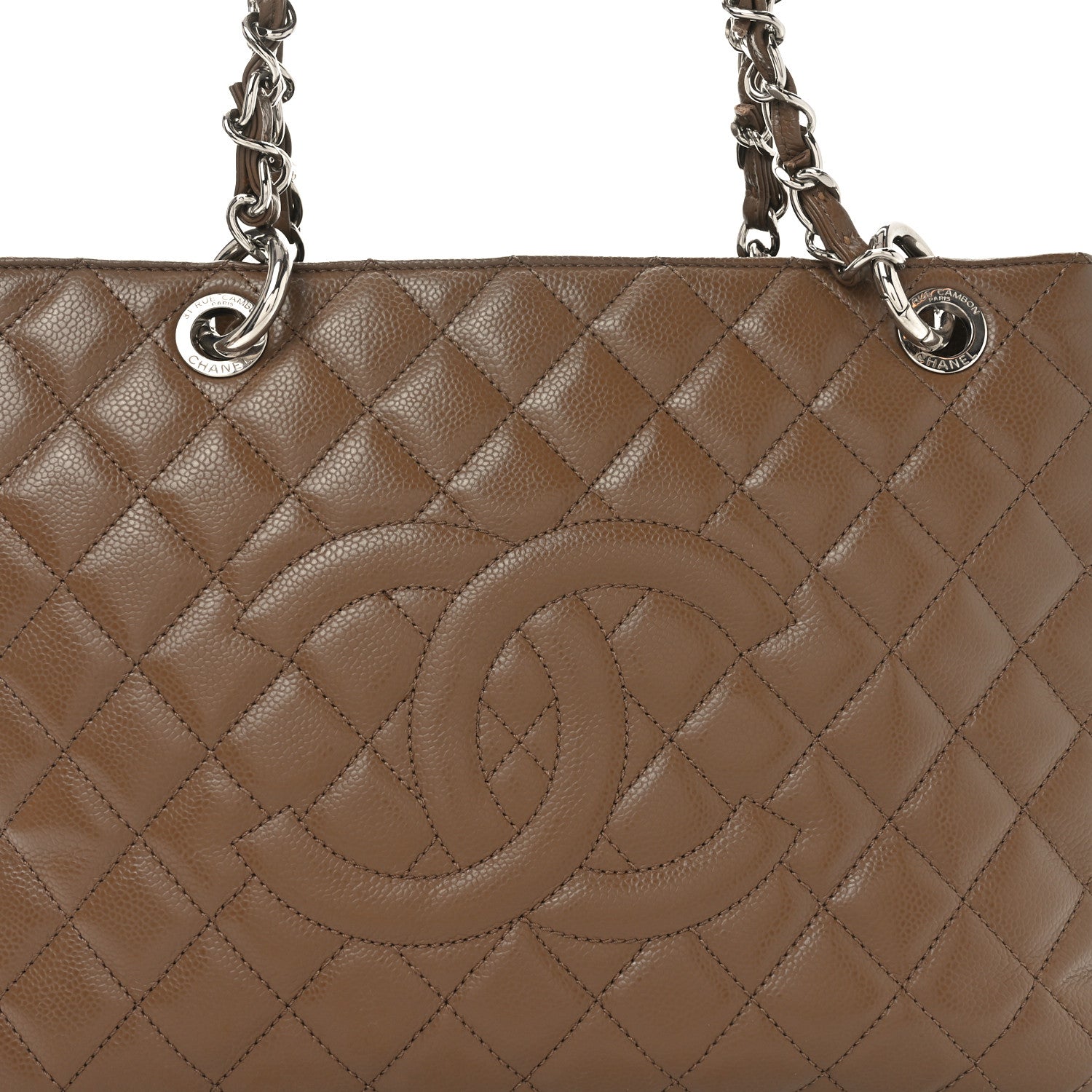 Chanel Caviar Quilted Grand Shopping Tote GST Dark Beige 8 of 10