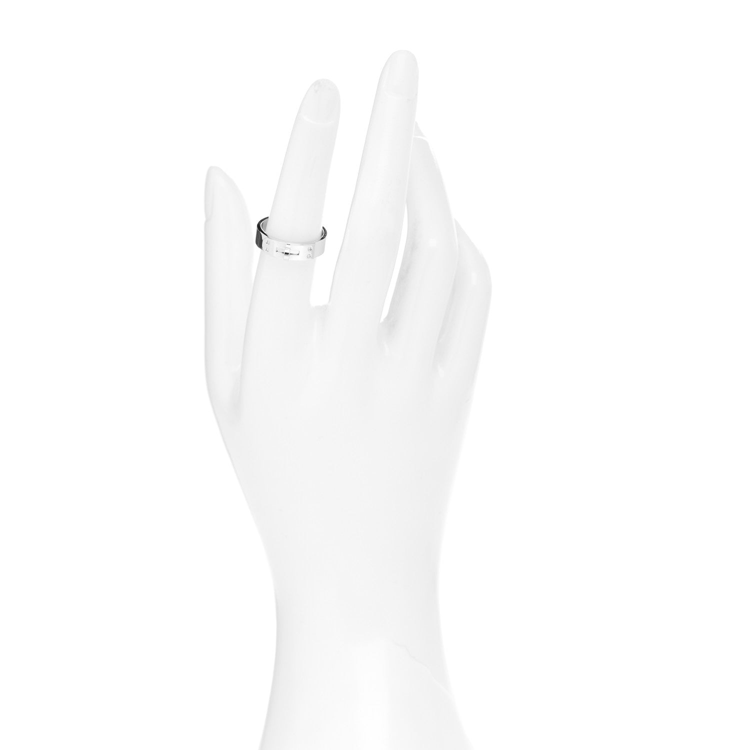 Hermes 18K White Gold Diamond PM Kelly Ring 54 6.75 2 of 5