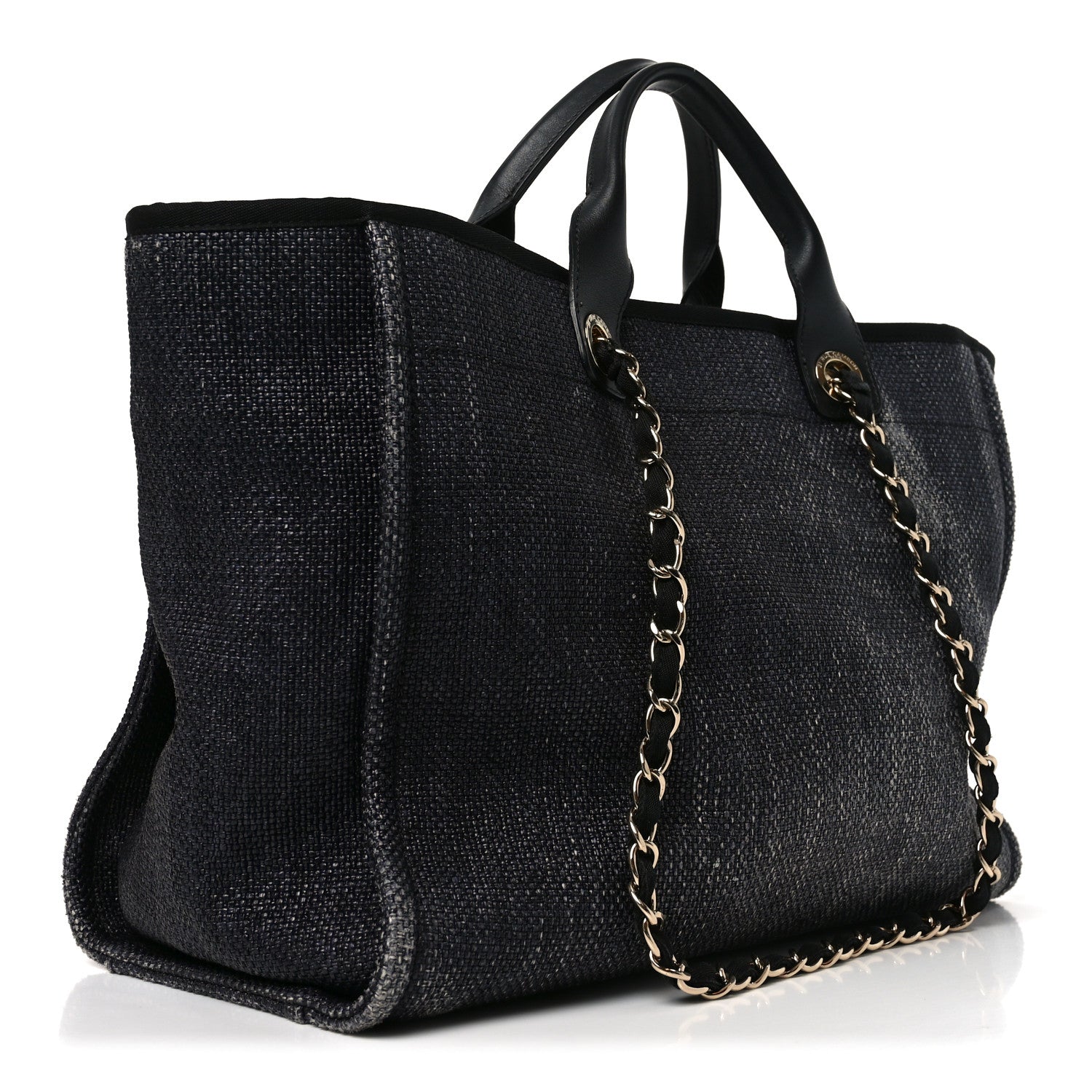 Chanel Woven Straw Raffia Large Deauville Tote Black 3 of 11