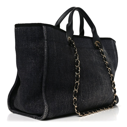 Chanel Woven Straw Raffia Large Deauville Tote Black 3 of 11