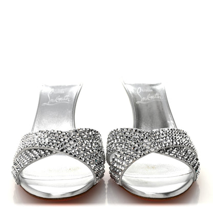 Christian Louboutin Suede Metallic Kid Lambskin Strass Mariza Is Back 85 Sandals 37.5 Silver 2 of 8