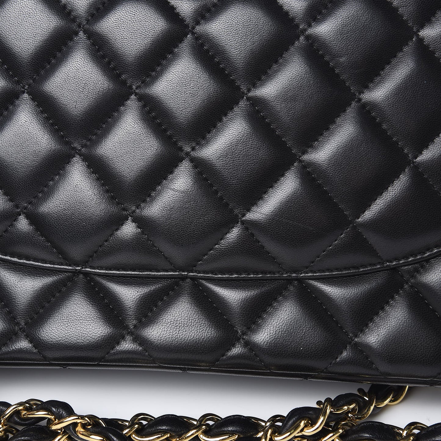 Lambskin Quilted Jumbo Double Flap Black