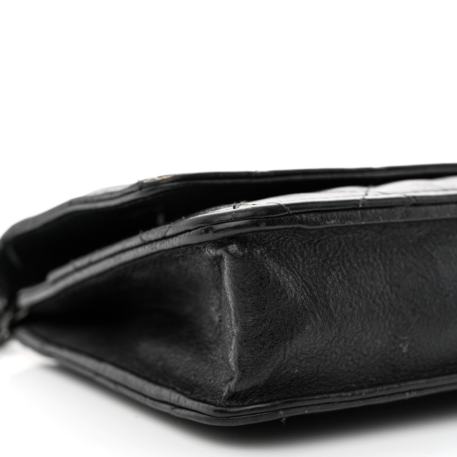 Chanel Crumpled Calfskin Quilted Wallet On Chain WOC So Black 10 of 17