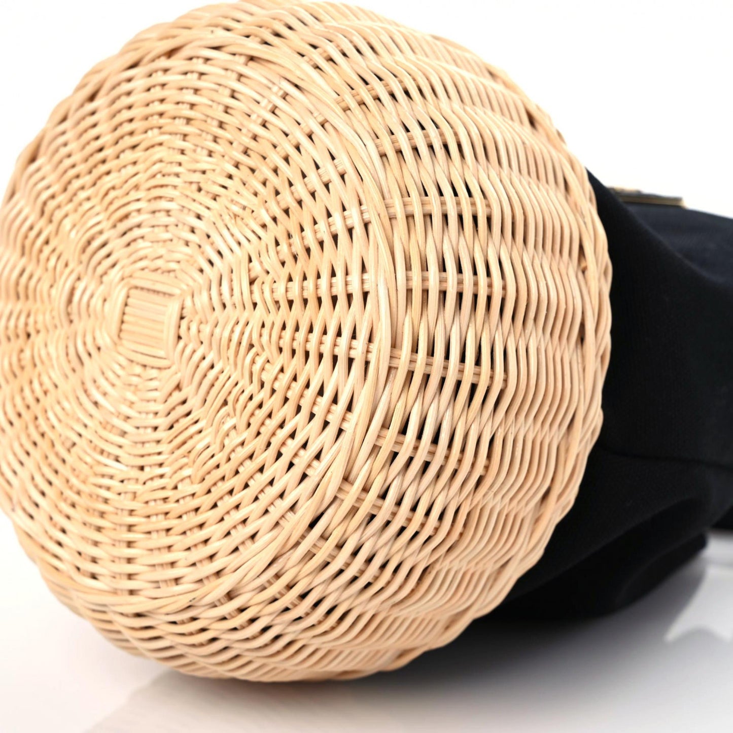 Wicker Canvas Bucket Bag Black