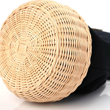Prada Wicker Canvas Bucket Bag Black 6 of 8