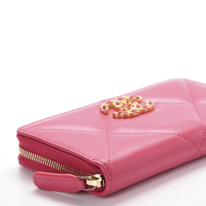 Chanel Shiny Goatskin Quilted 19 Zipped Wallet Pink 6 of 11
